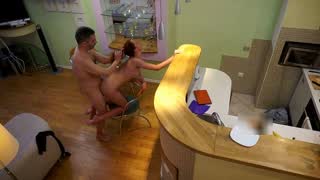 Candy Red bent over the counter and plowed raw in the kitchen
