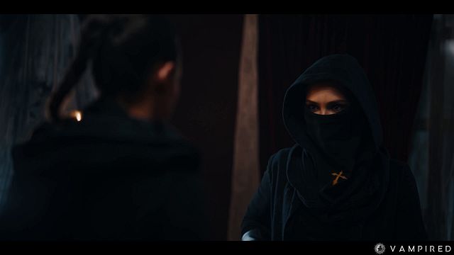 Amirah Adara and the masked MILF strip their robes in the ritual chamber