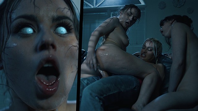 Possessed Anna Claire Clouds, Casey Calvert and Cherry Kiss run a train on a cop
