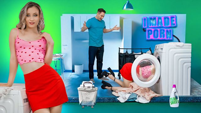 Lily Blossom stuck in the washer and Lolly Dames spitroasts the rescue