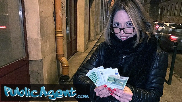 Rachel Adjani takes cash and backs onto cock in a stairwell