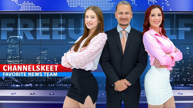Kelly Caprice sucks hung at the news desk