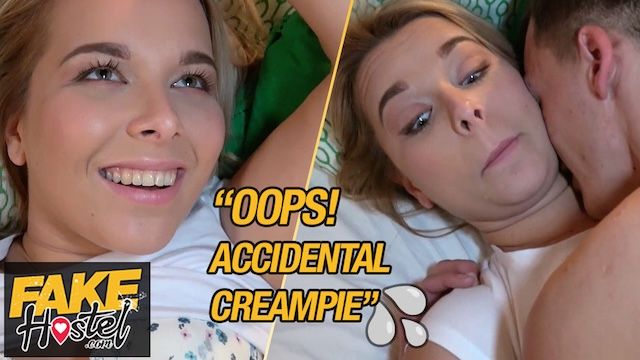 Nikky Dream gets caught in a hostel threesome and takes an accidental creampie
