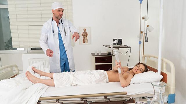 Baby Doll gets her ass hammered by the doctor after he wires her up