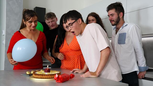Christina Santes birthday orgy turns into a cream covered kitchen fuckfest