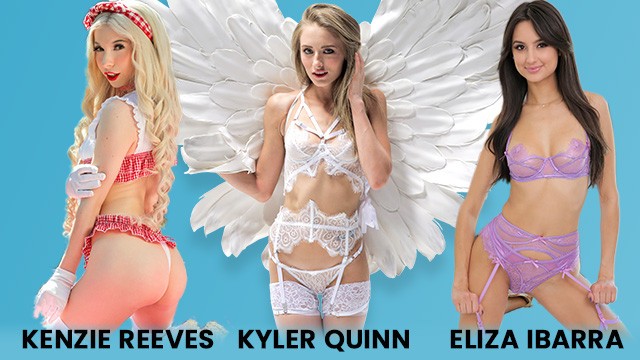 Kenzie Reeves and Kyler Quinn and Eliza Ibarra share a cock
