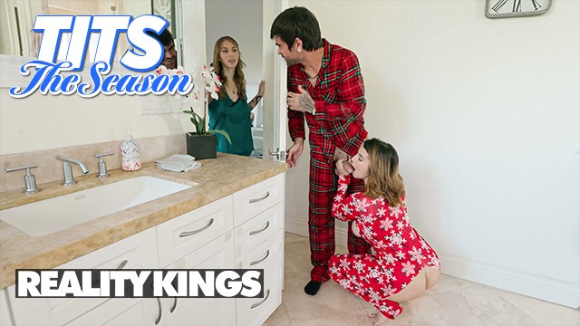 Angel Youngs Catches Him Getting Sucked & Joins the Holiday Fuck