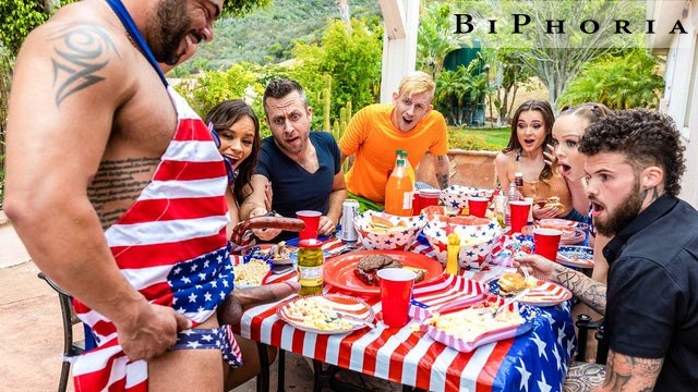 Aften Opal and Rose Lynn Porn - Bi BBQ 4some Turns Patriotic Free-for-All