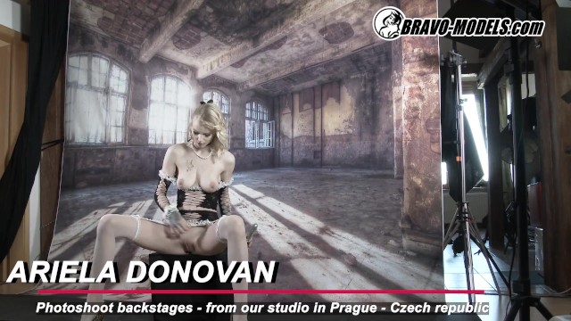 Ariela Donovan fingers her panties in Prague studio