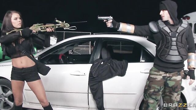 Peta Jensen gets cornered in the junkyard and railed doggystyle