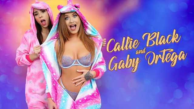 Callie Black and Gaby Ortega peel off onesies for a threeway bang