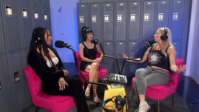 Ariel X and guests talk filthy on the mic in the locker room studio